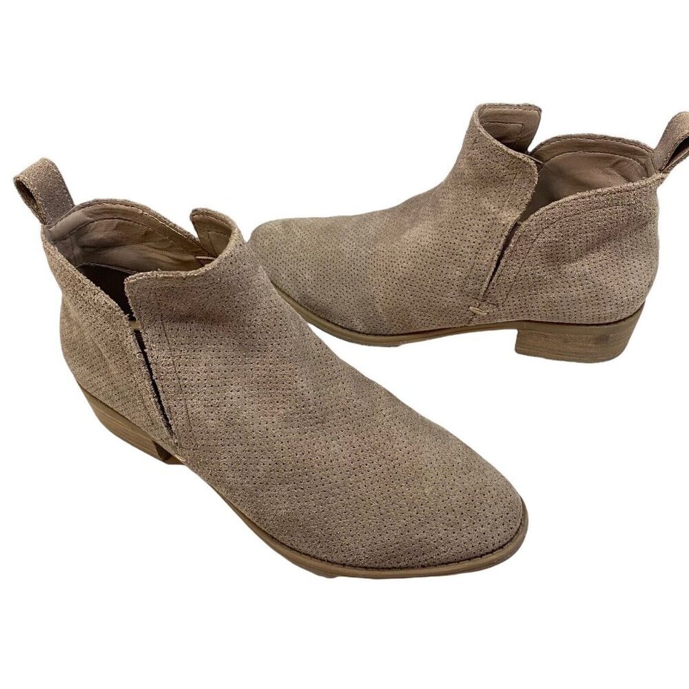 DOLCE VITA Women Ankle Booties Size 8 Tan Slip On Suede Boots Casual Office